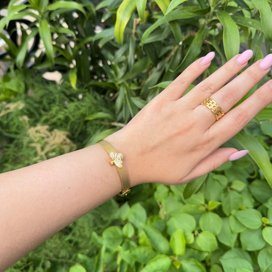 Bee Real – Gold Mesh Double Sided Bracelet