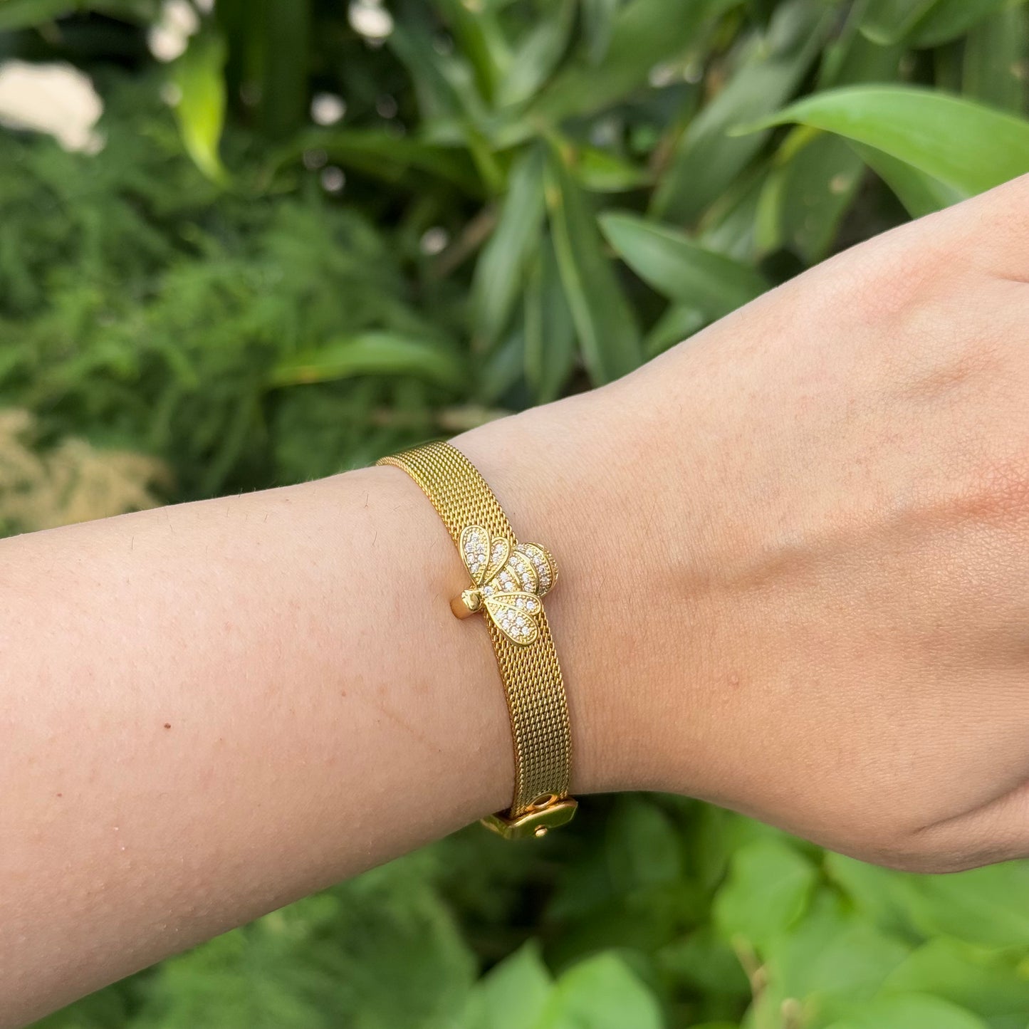 Bee Real – Gold Mesh Double Sided Bracelet