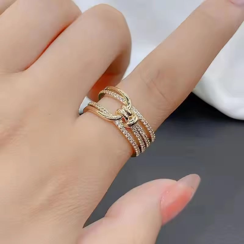 Buckle Up – Triple Band Gold Statement Ring