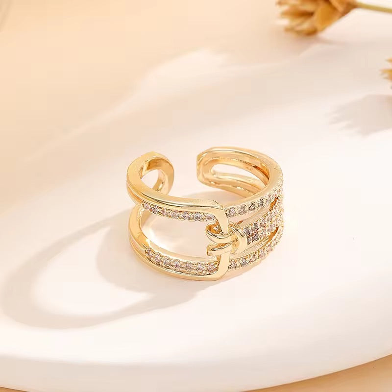 Buckle Up – Triple Band Gold Statement Ring