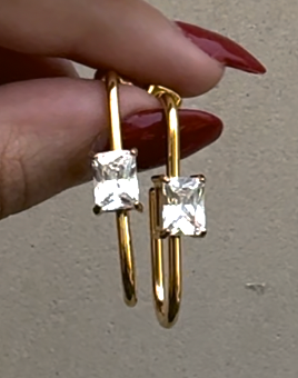 Glimmer - Gold Earrings with White Crystal
