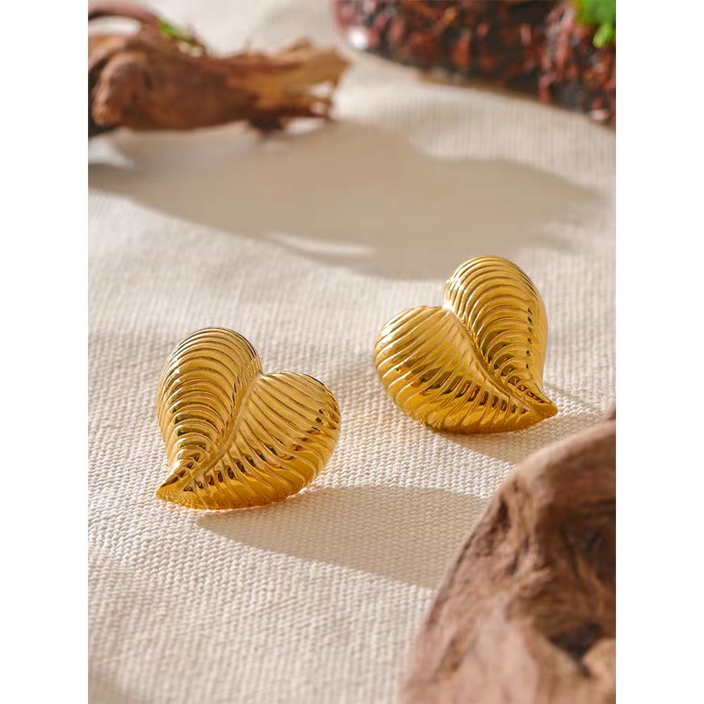 Heavy Heart – Chunky Gold Heart Earrings