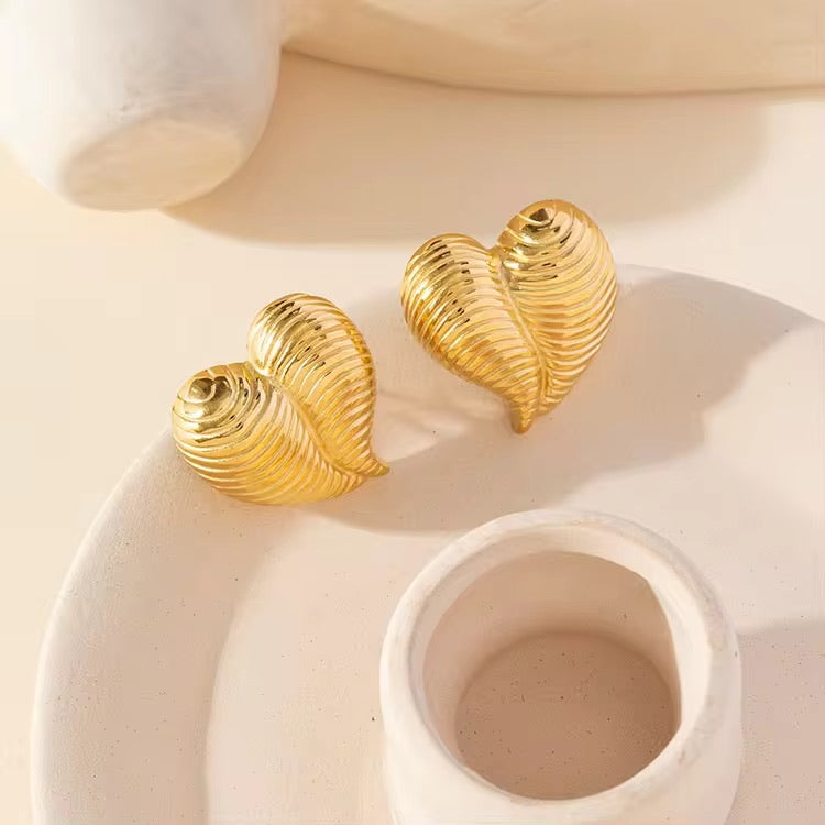 Heavy Heart – Chunky Gold Heart Earrings