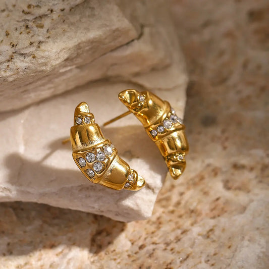 Butter Babe – Gold Croissant Earrings