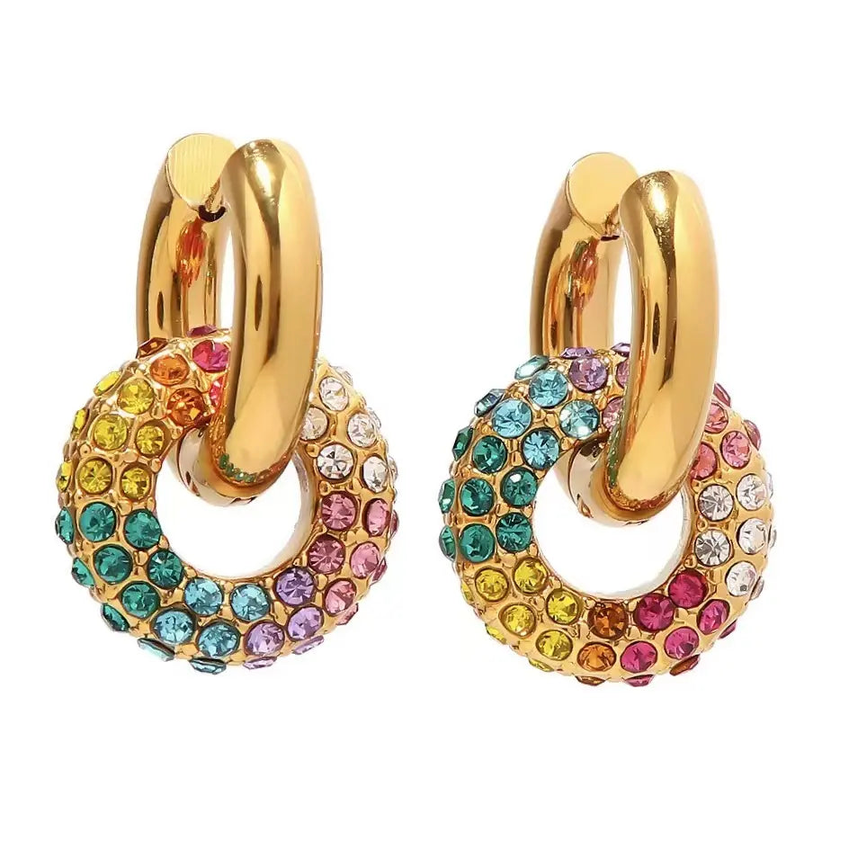 Pop Rocks - Y2K Gold & Rainbow Statement Hoops