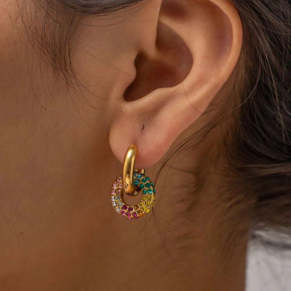 Pop Rocks - Y2K Gold & Rainbow Statement Hoops