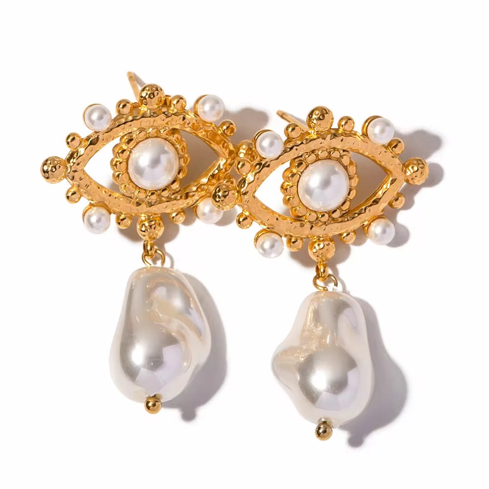 Eyeconic - Evil Eye Pearl Drop Earrings