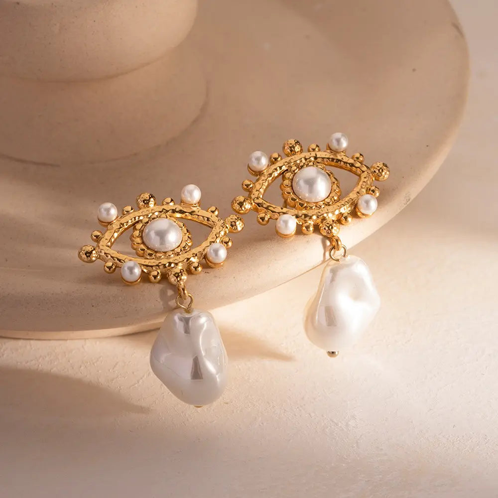 Eyeconic - Evil Eye Pearl Drop Earrings