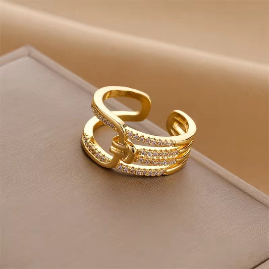 Buckle Up – Triple Band Gold Statement Ring