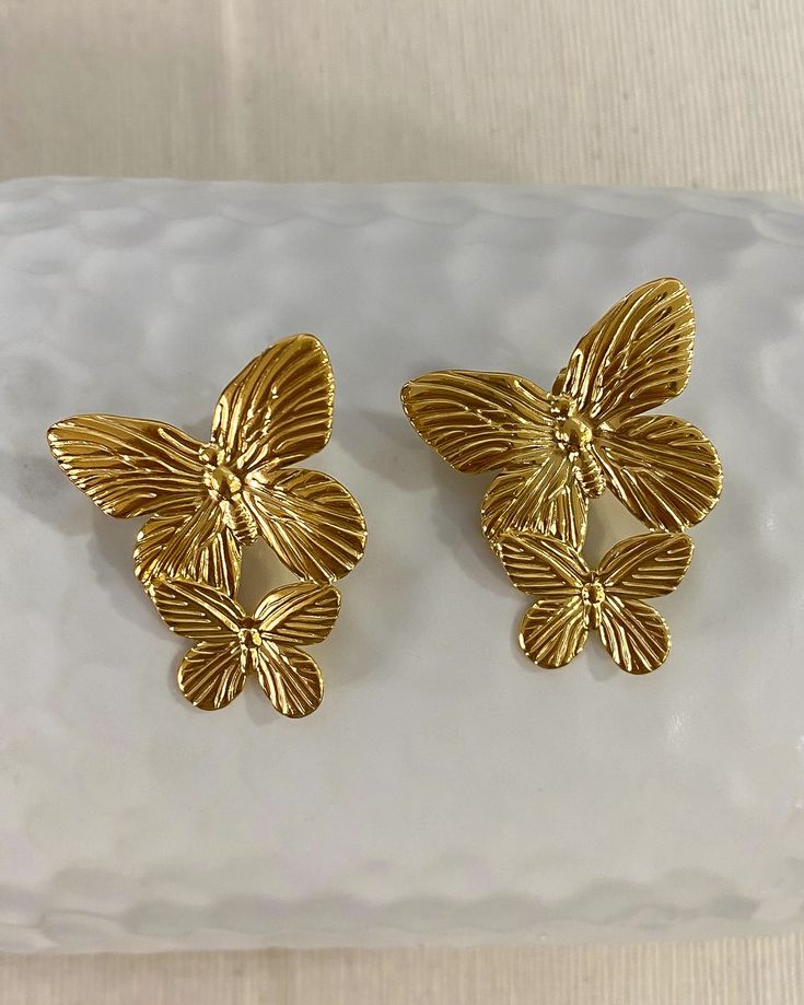 Flight Risk – Bold Gold Butterfly Earrings