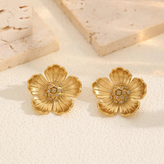 Floral Daze - Gold Flower Earrings