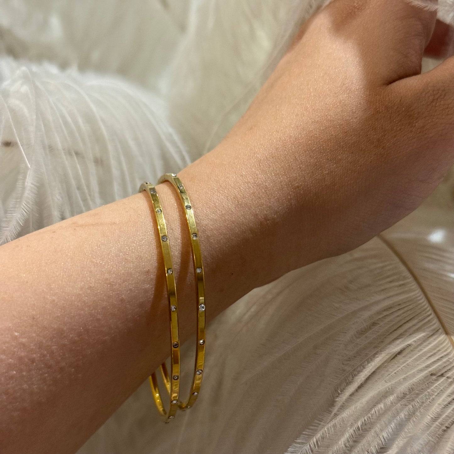 Gold Digger – Crystal Studded Gold Bangles
