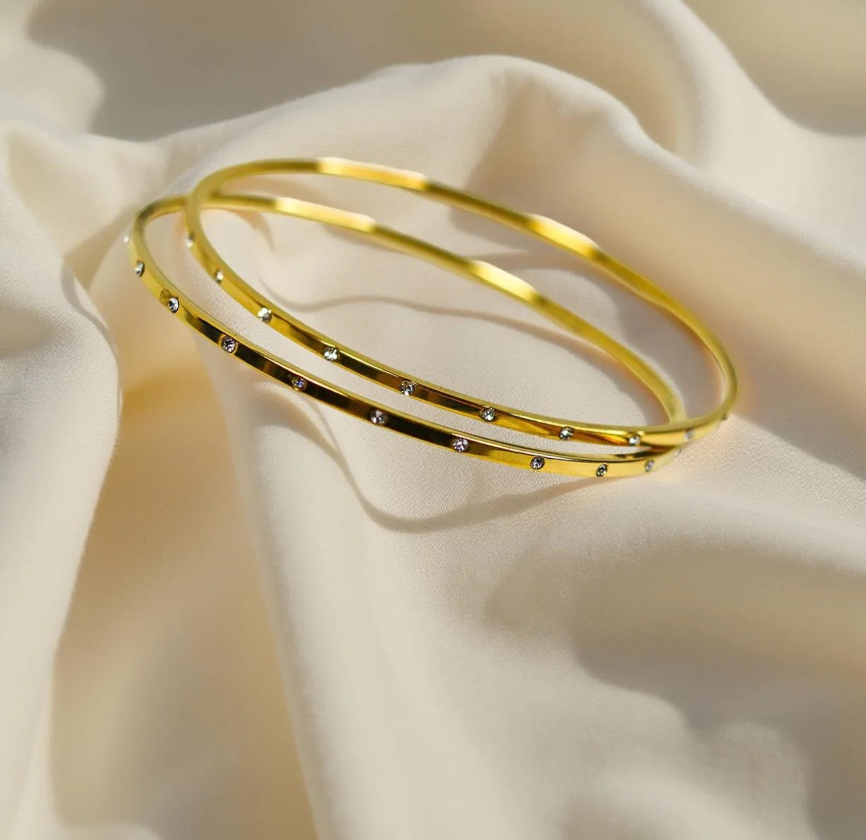 Gold Digger – Crystal Studded Gold Bangles