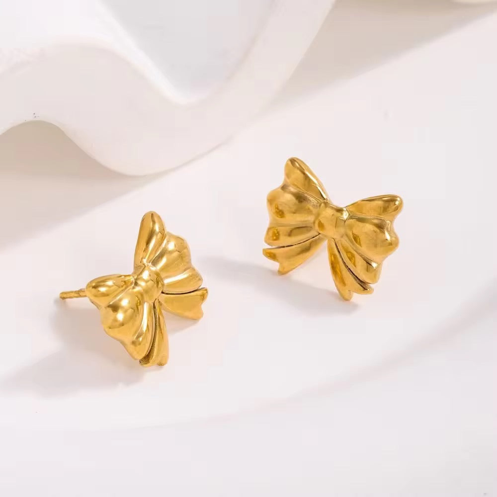 Golden Bow - Dainty Bow Earrings