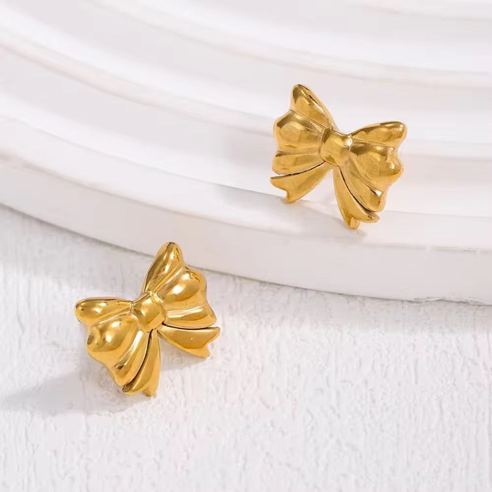 Golden Bow - Dainty Bow Earrings