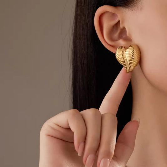 Heavy Heart – Chunky Gold Heart Earrings
