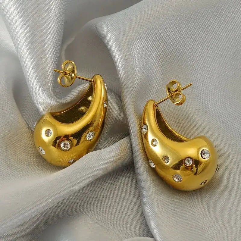 Meltdown – Crystal-Dotted Gold Statement Drops