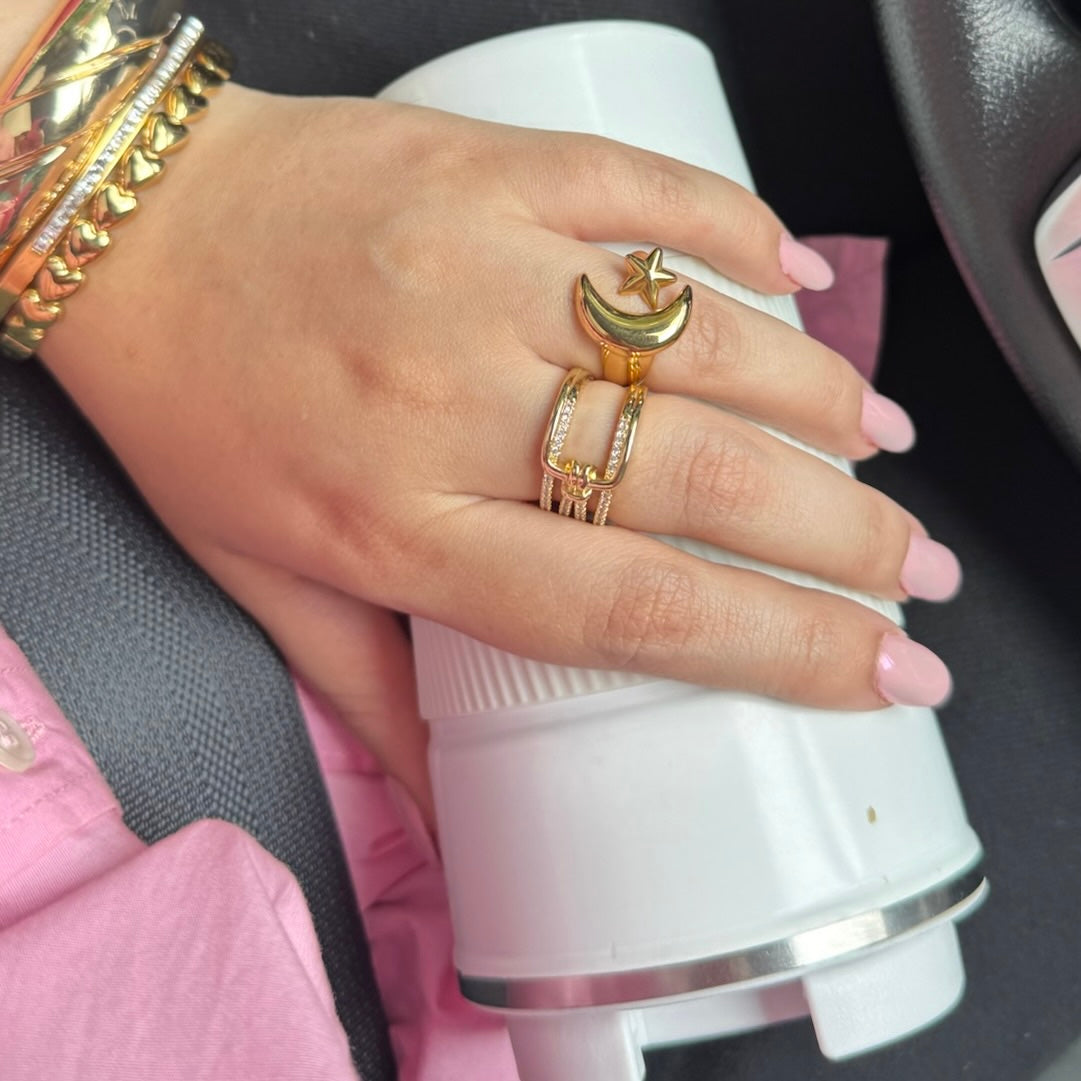 Buckle Up – Triple Band Gold Statement Ring