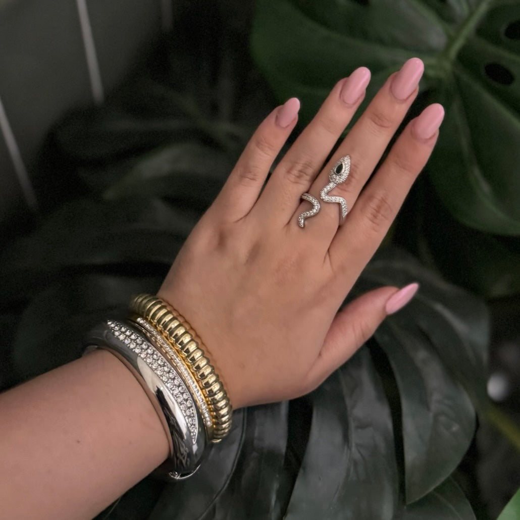 No Cure – Twisted Silver Snake Ring