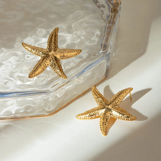 Sea You Never - Gold Starfish Earrings