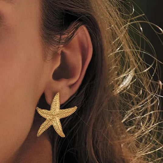 Sea You Never - Gold Starfish Earrings