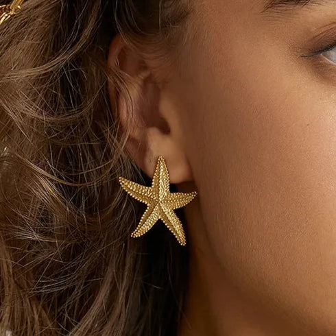 Sea You Never - Gold Starfish Earrings