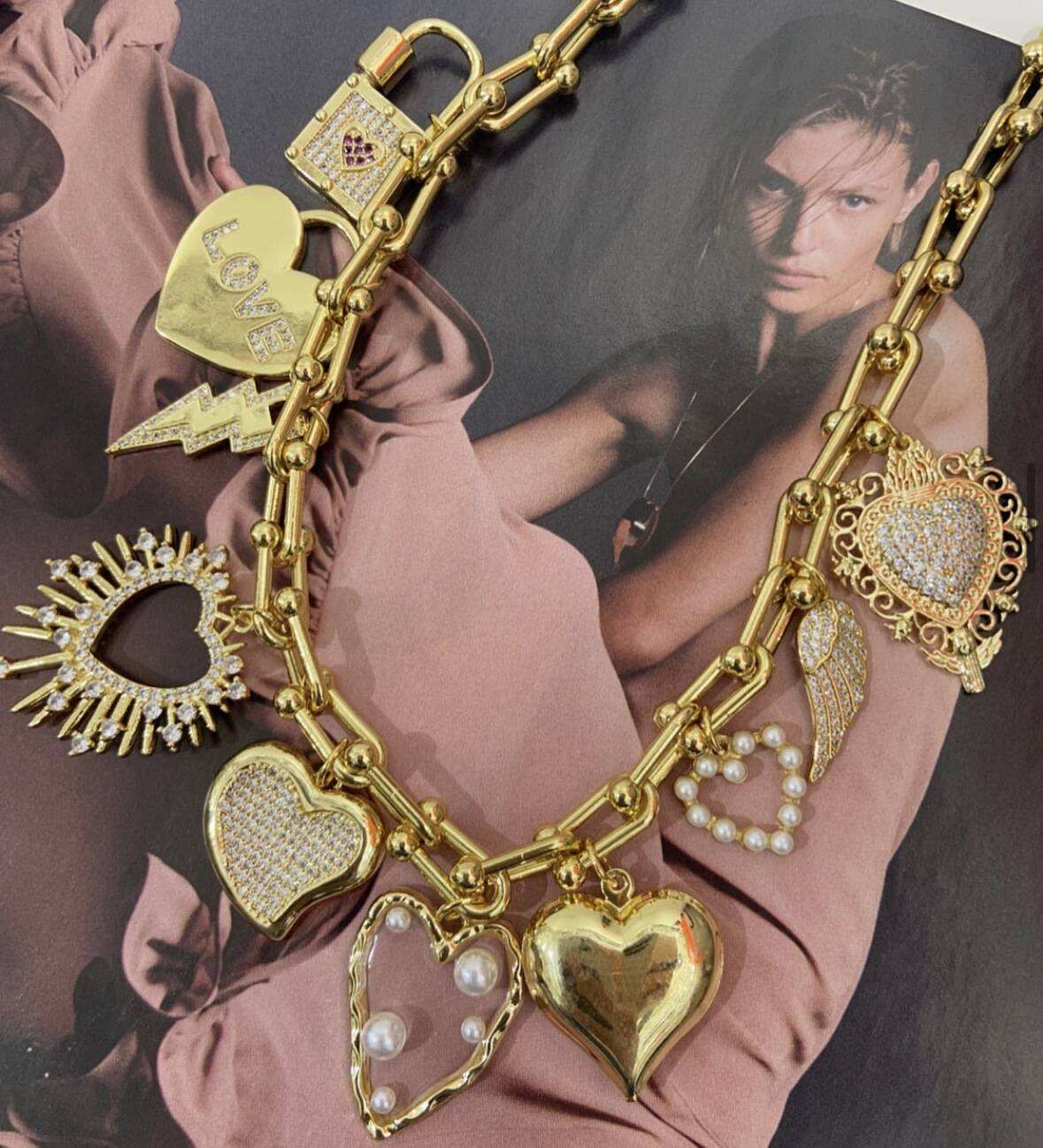 Bad Gal Bling - Chunky Gold Charm Necklace