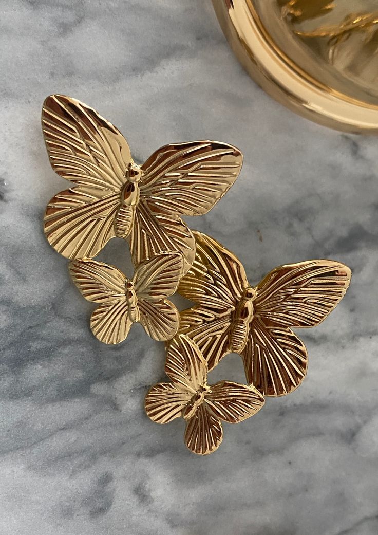 Flight Risk – Bold Gold Butterfly Earrings
