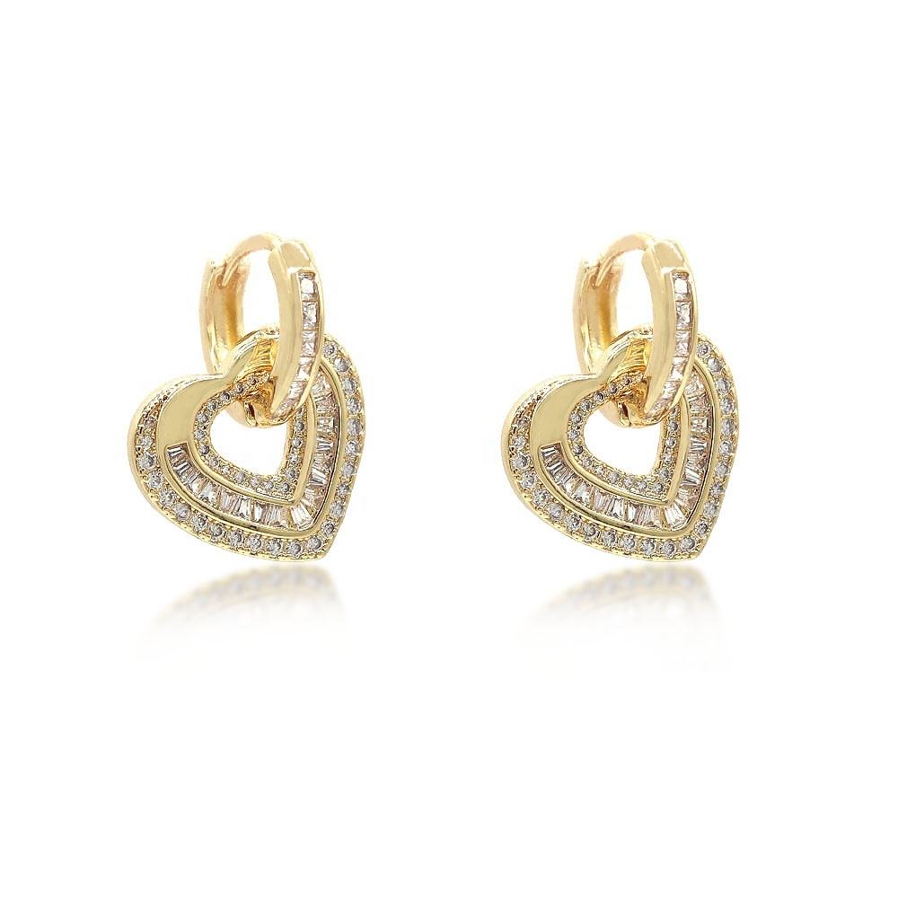 Heart of Gold - Sparkling Heart Earrings