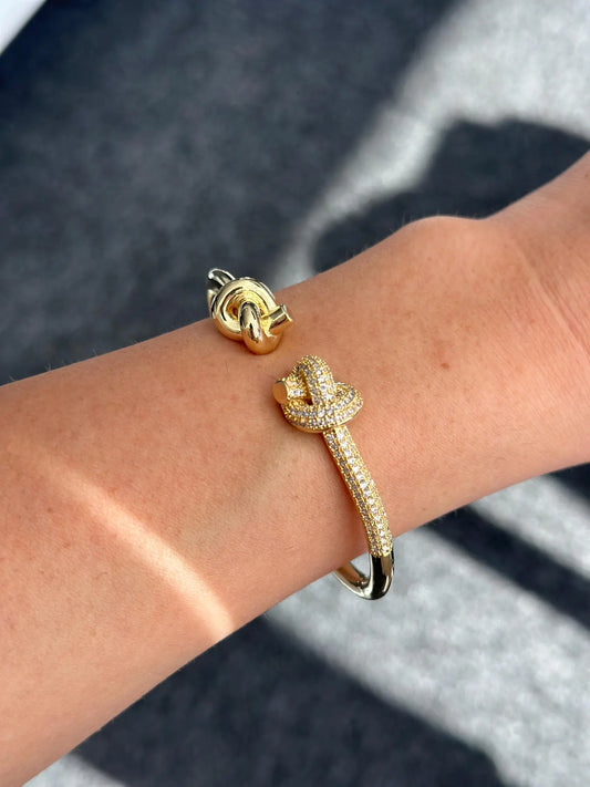 Twisted Intent – Gold Knotted Cuff Bracelet